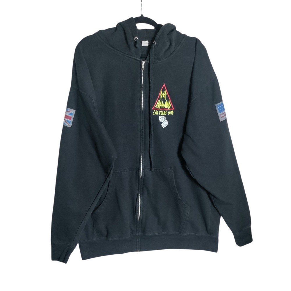 Def Leppard Las Vegas 2019 Residency Zip Up Hoodie Mens 2XL Black Rock Band